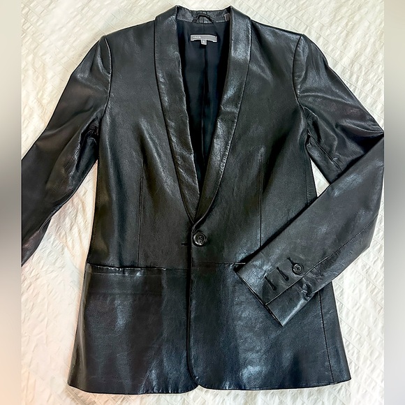 Vince Genuine Leather Blazer - Picture 1 of 16